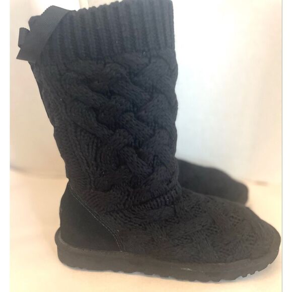 UGG Australia Women's Isla Black Knit Cable 1010669 Lace Up Boots Size 6 - Picture 3 of 13